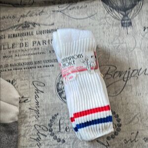 White Socks with Red and Blue Stripes vintage